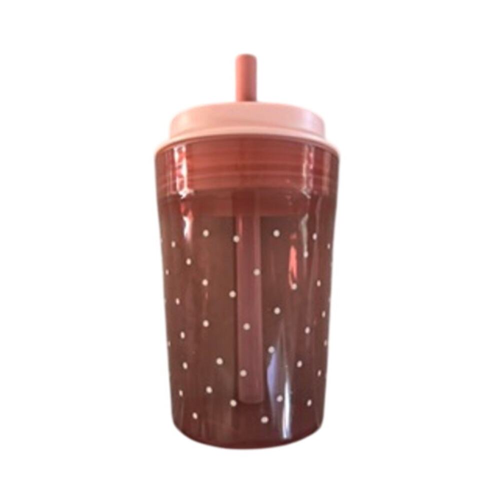 PillowFort Kids' 14oz pink polka dot Single Wall Recycled Straw Tumbler